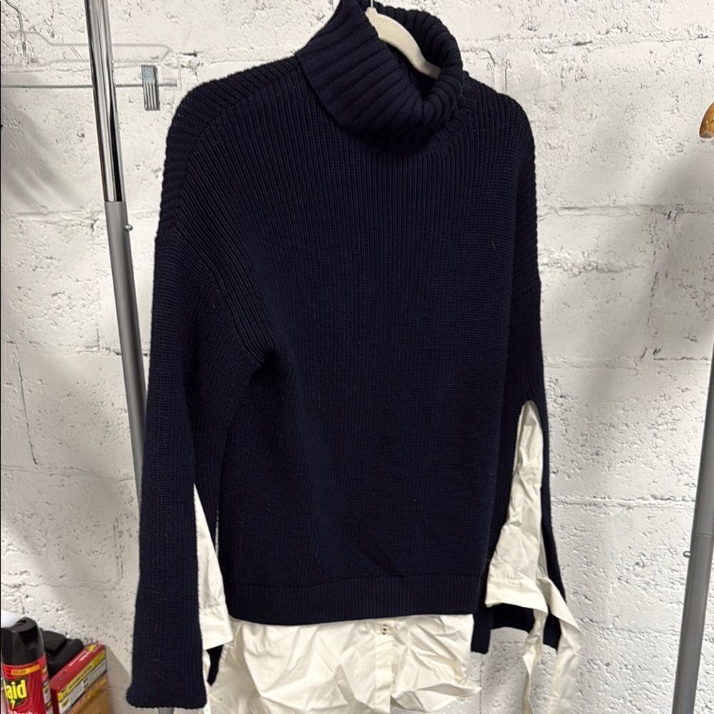 PORTS Studio Navy Turtle Neck Layered Sweater - Long Sleeve - Medium - LIKE NEW